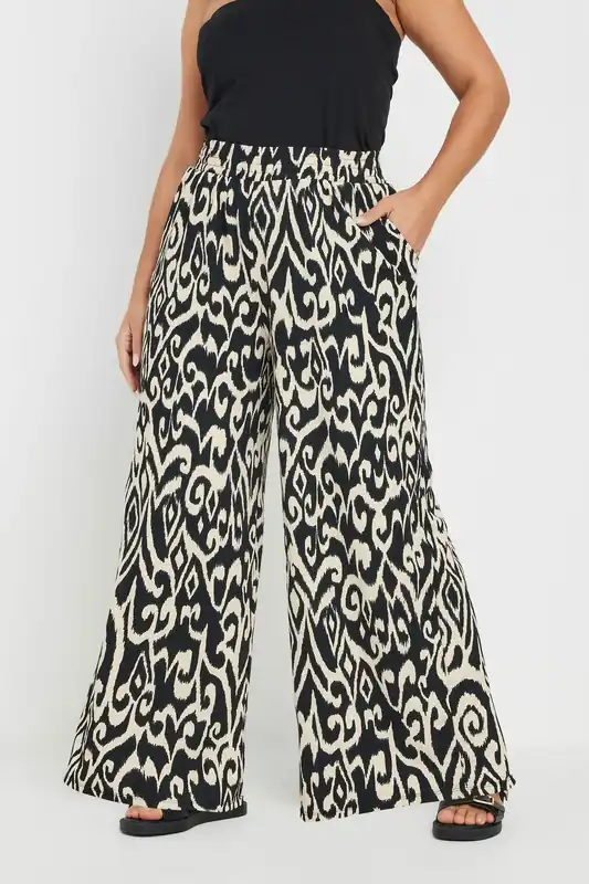 Abstract Print Wide Leg Trousers - Yours