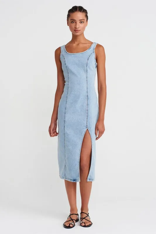 Women's Midi Bodycon Denim Dress - Dilvin