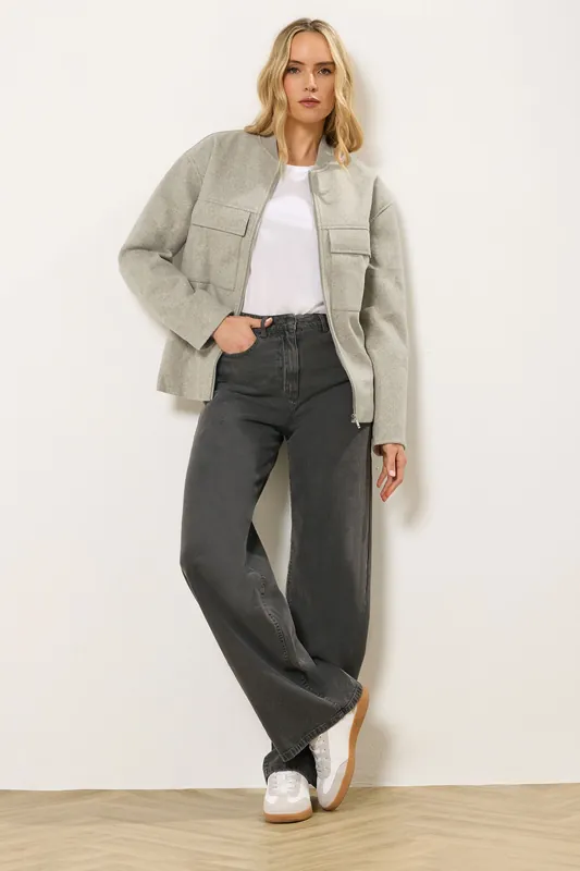Tall Brushed Pocket Bomber Jacket - Long Tall Sally