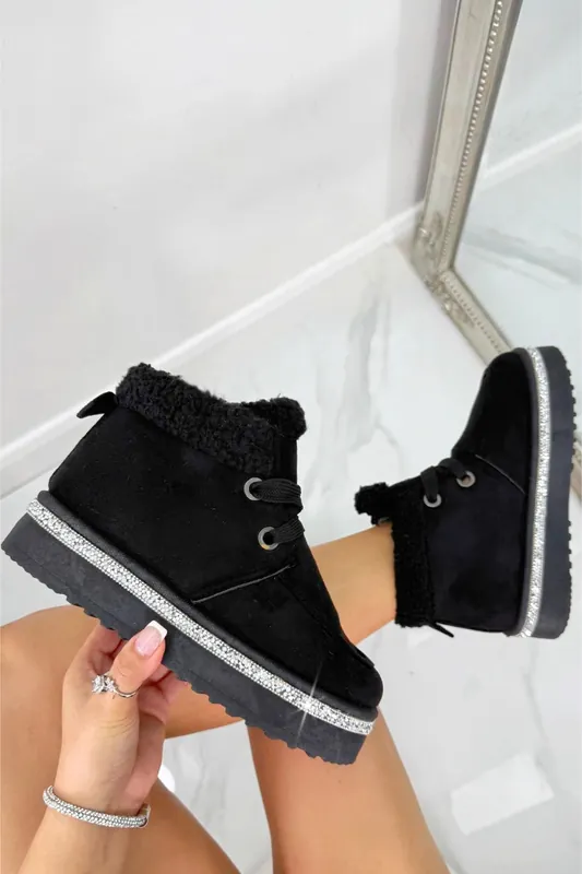 Crystal Luxe Lodge Faux Fur Lined Boots - Love Lemonade