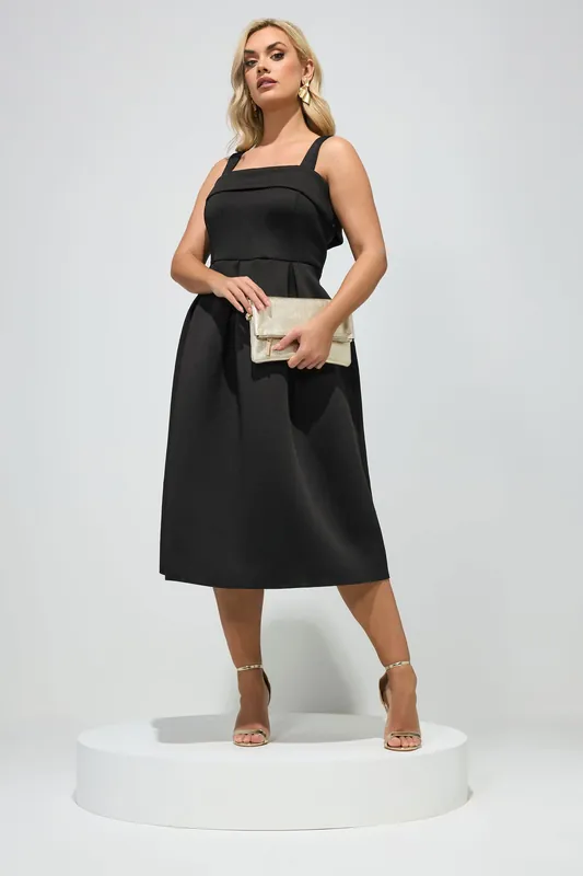 Square Neck Midi Skater Dress - Yours
