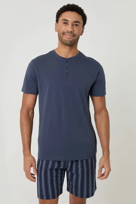 Stripe Grandad Pyjama Set - Threadbare
