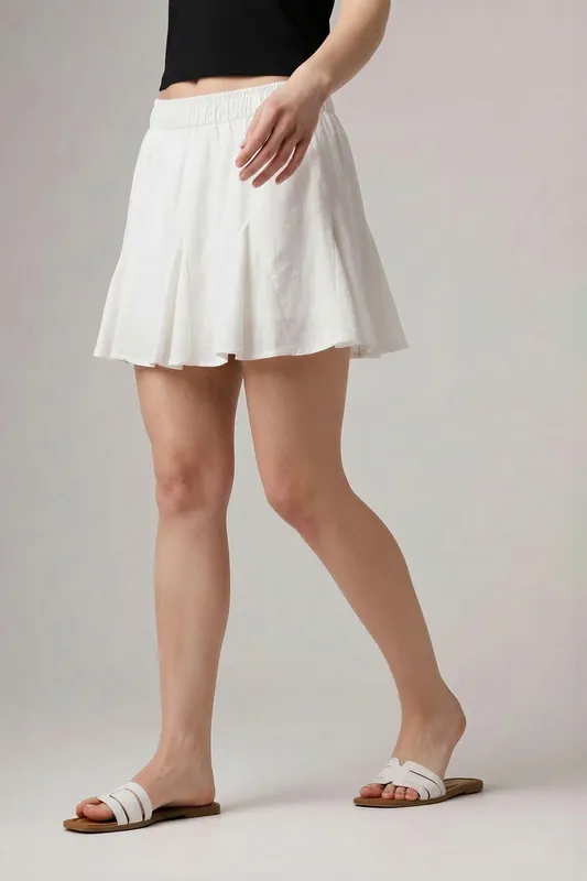 Elasticated Flared Tiered Hem Mini Skirt - Wednesday's Girl
