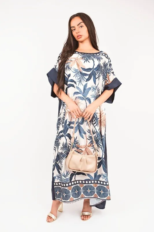 Taisley Oversized Batwing Maxi Dress With Tropical Print - IKRUSH