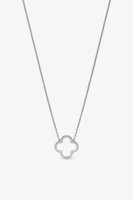 Sterling Silver Plated Waterproof Clover Necklace - Jon Richard