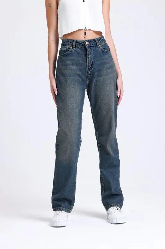 High Waist Straight Leg Jeans - Hiccup
