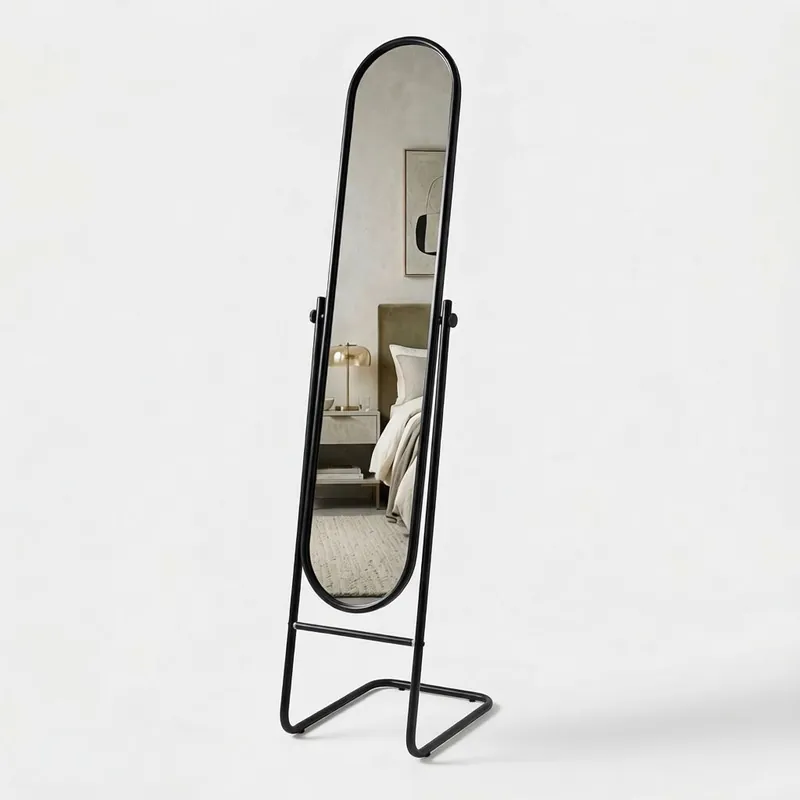 Round Full-Length Mirror - Freestanding Mirror for Bedrooms & Hallways