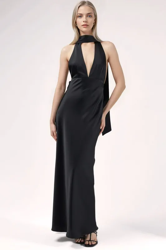 V-Neck Bodycon Maxi Dress