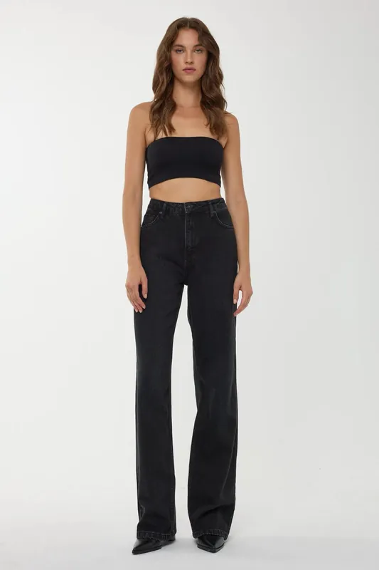 High Waist Straight Leg Jeans - Hiccup