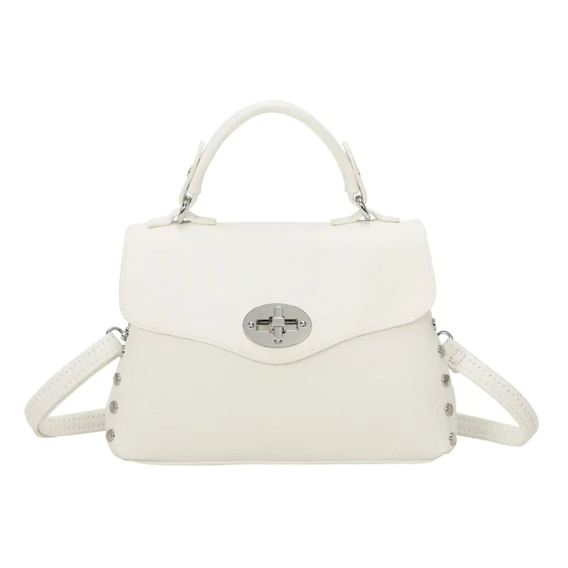 Top Handle Twist Lock Studded Crossbody Bag - Kitise