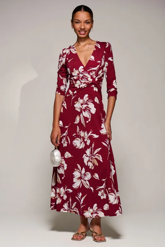 Jersey Ruched Waist Fit & Flare Maxi Dress - Jolie Moi