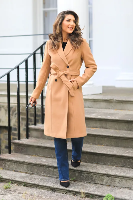 Double Breasted Shawl Collar Coat - DOUBLE SECOND