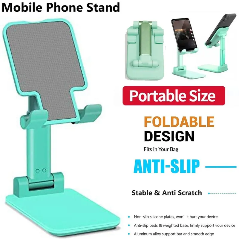 Portable Mobile Phone Holder - Adjustable Cell Phone Stand with Weighted Base Foldable Smartphone Stand Compatible for Smart Phone