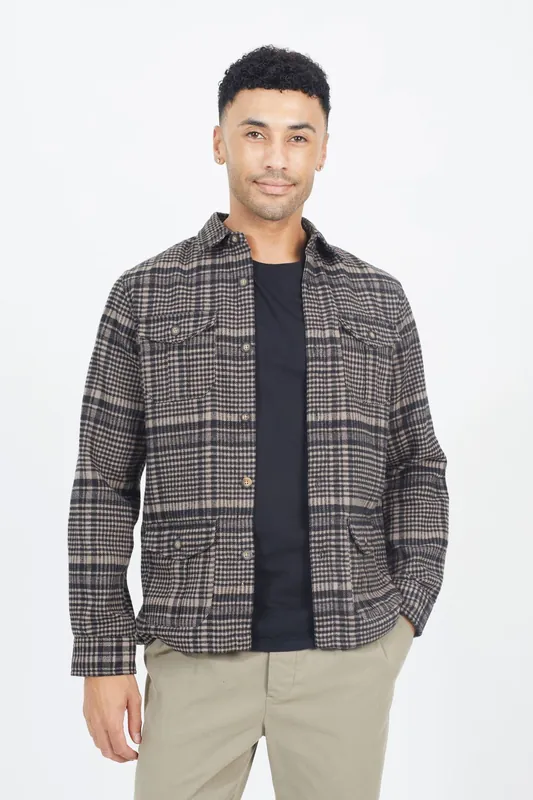 Cotton Blend Long Sleeve Check Shirt - Brave Soul