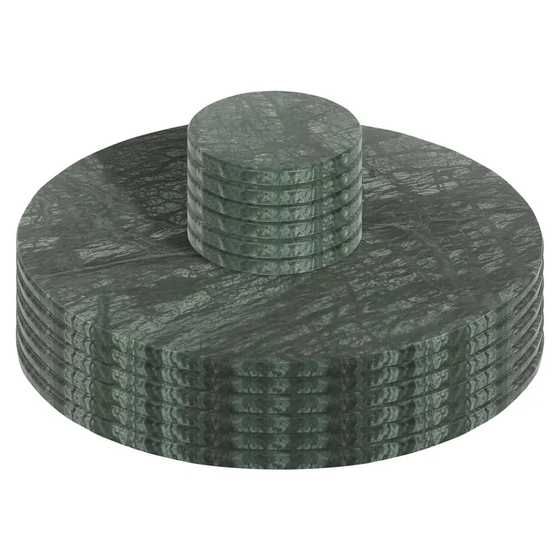 Round Marble Placemats & Round Coasters - Green Kitchen Dining Table Mats