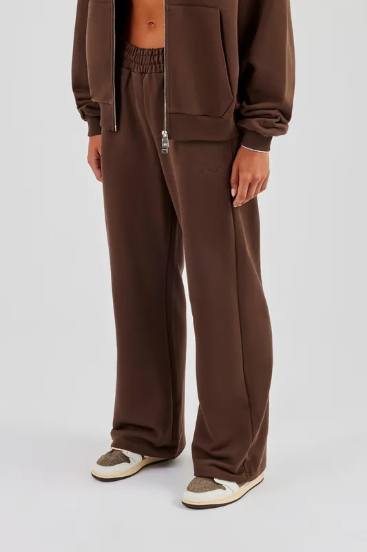 C Wide Leg Jogger - Chocolate