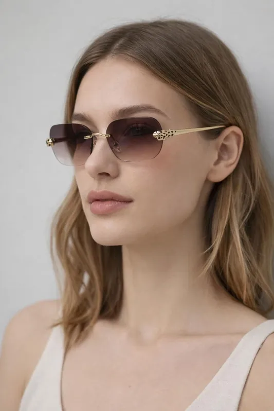 Jaguar Detail Rimless Sunglasses - SVNX