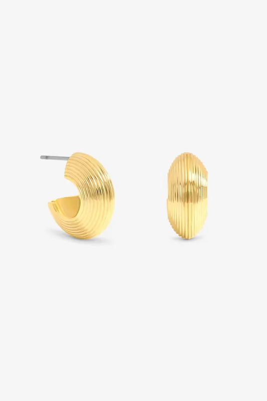 Ribbed Hoop Earrings - Jon Richard