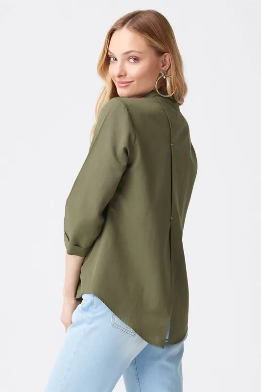 Women's Solid Poplin Shirt With Baby Collar - Dilvin