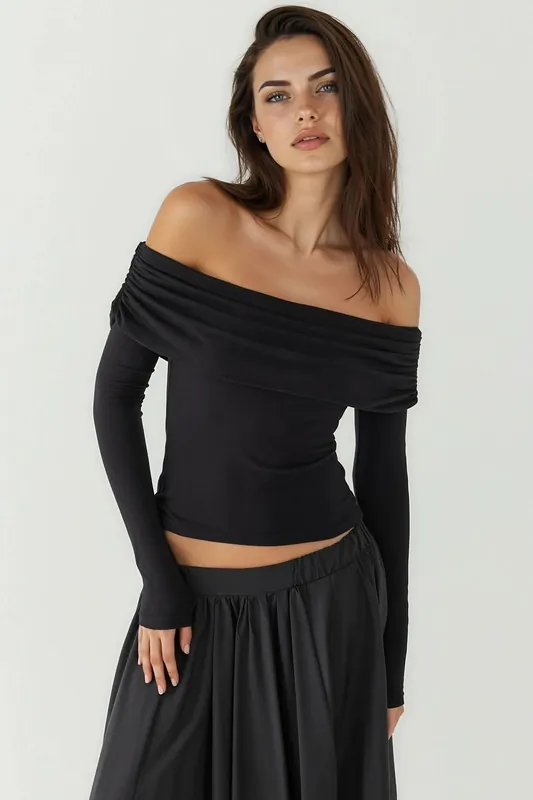 Off Shoulder Draped Blouse - Hiccup
