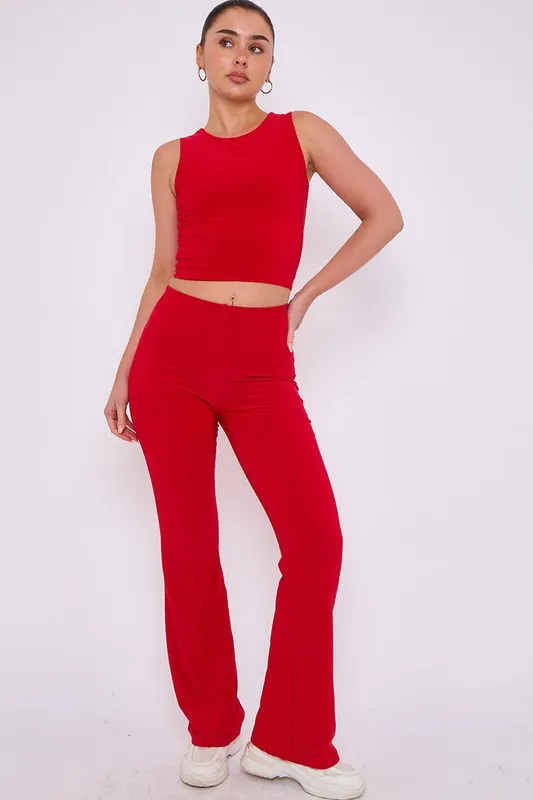 Slinky Crop Top and Flare Trouser Co-ord