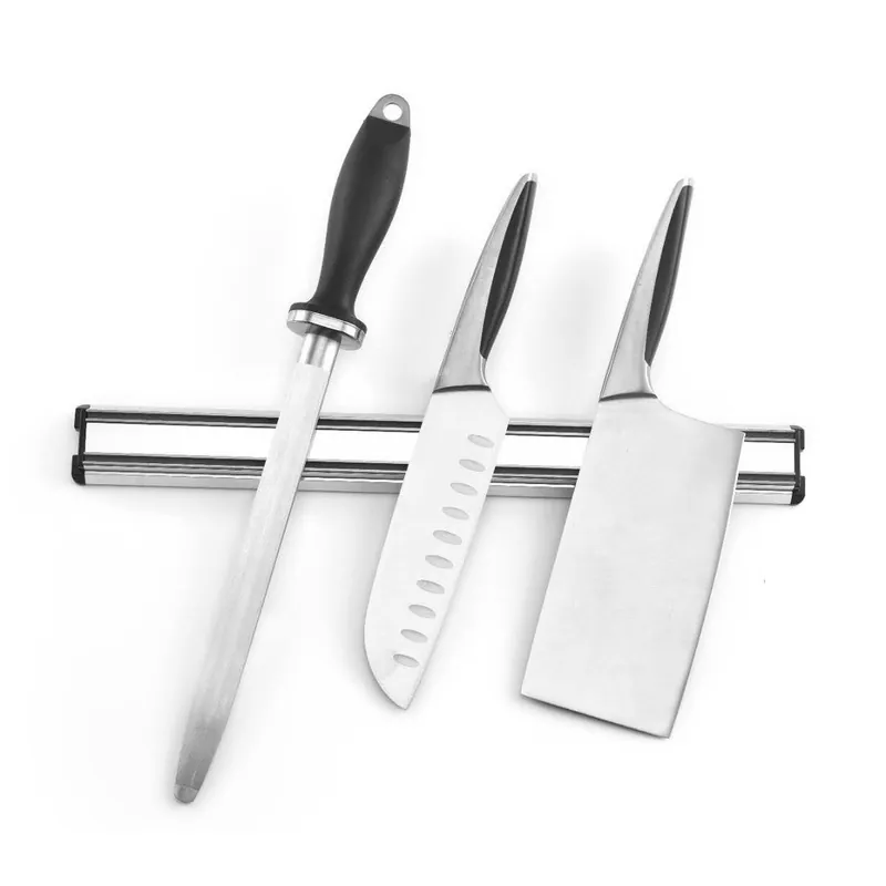 Kitchen Knife Rack Magnetic Utensil Holder Stainless Steel Strip Bar 45cm 2 Piece Set - Glim & Glam