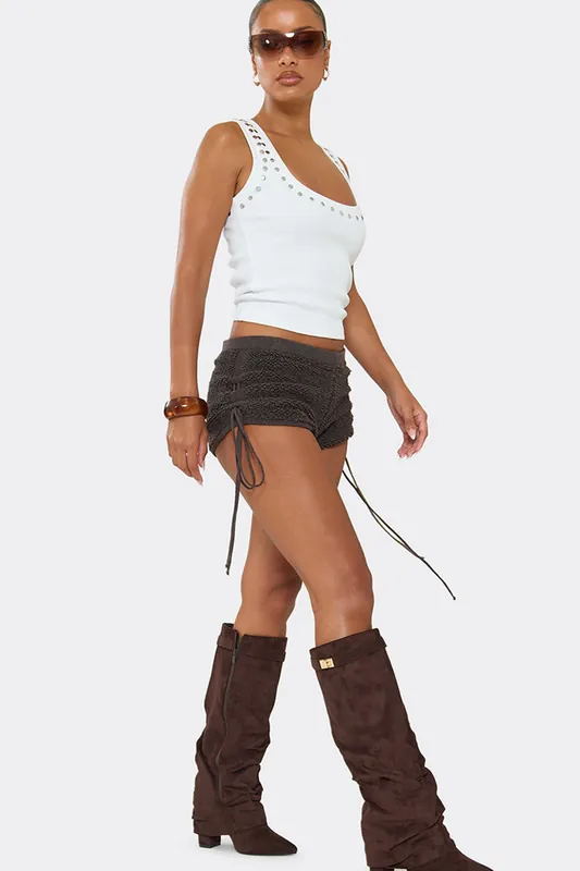 Knee High Faux Suede Block Heel Boots - EGO