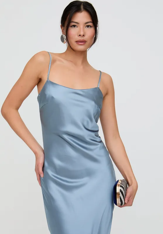 Roxy Spaghetti Strap Maxi Dress In Blue - Lily and Lionel