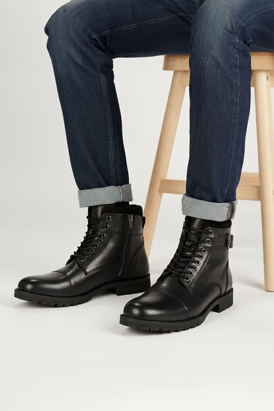 JJ Leather Mens Lace up Boots - Silver Street London