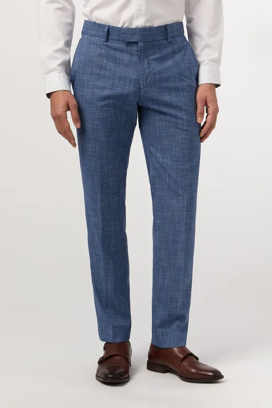 Blue Check Slim Fit Trouser - Antique Rogue