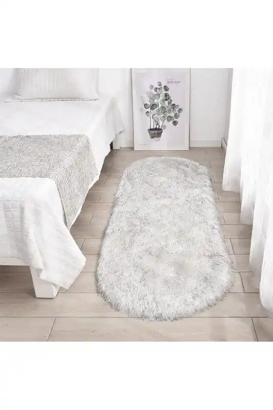 180cm x 100cm Fluffy Faux Fur Sheepskin Area Rug - Living and Home