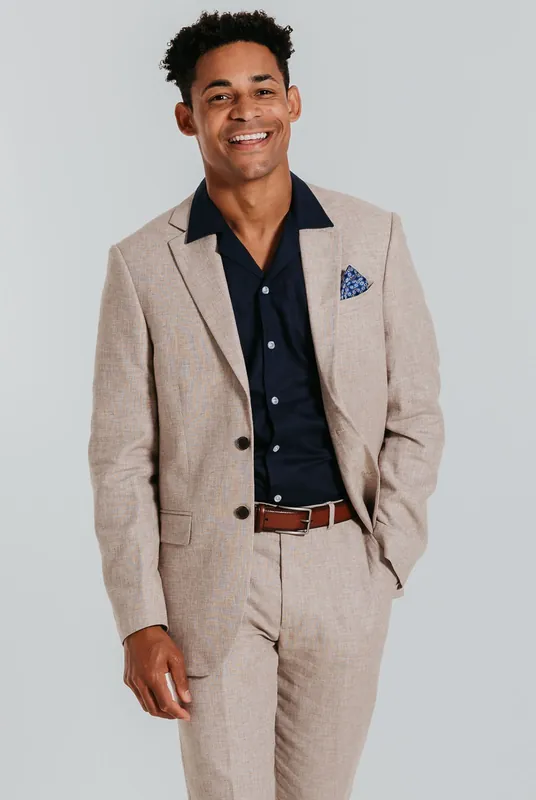 Sand Linen/Cotton Blend 2 Piece Suit - Dobell