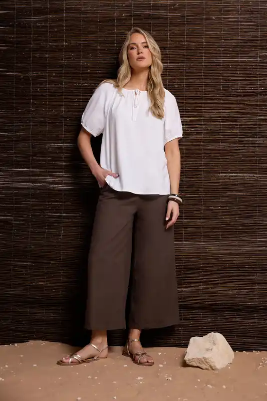 Tall Linen Cropped Wide Leg Trousers - Long Tall Sally