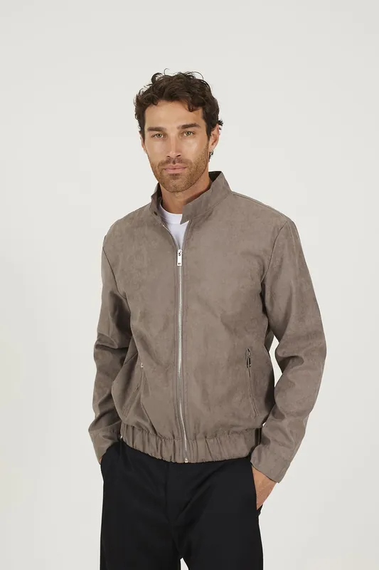 Faux Suede Bomber Jacket - Brave Soul