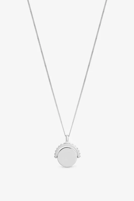 Sterling Silver 925 Polished Beaded Edge Spinner Pendant - Jon Richard