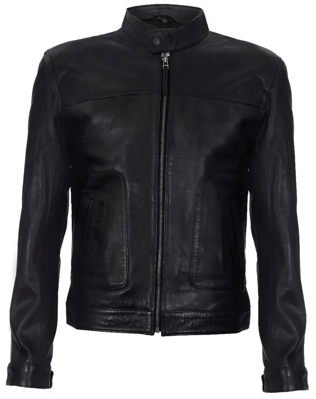 Classic Fitted Leather Biker Jacket-Austin