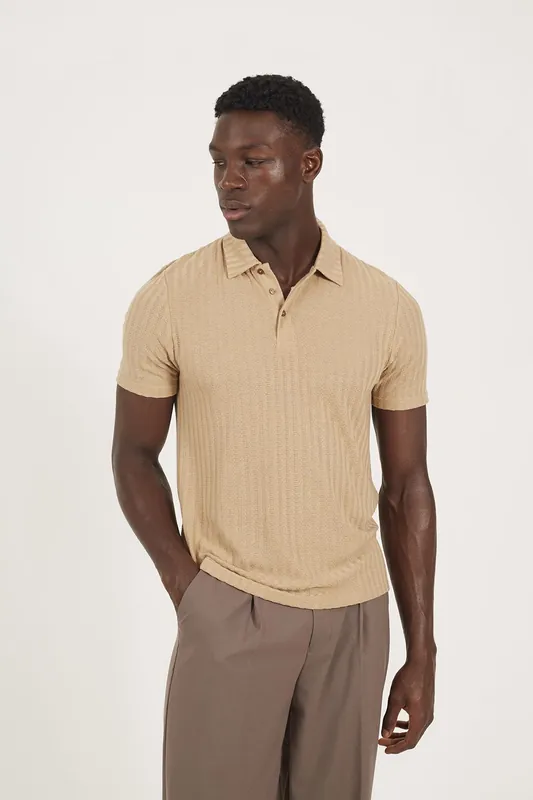 Textured Short Sleeve Polo Shirt - Brave Soul