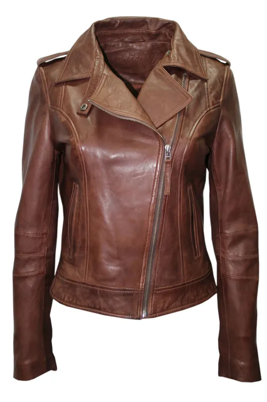 Chestnut Leather Biker Jacket-Reynosa
