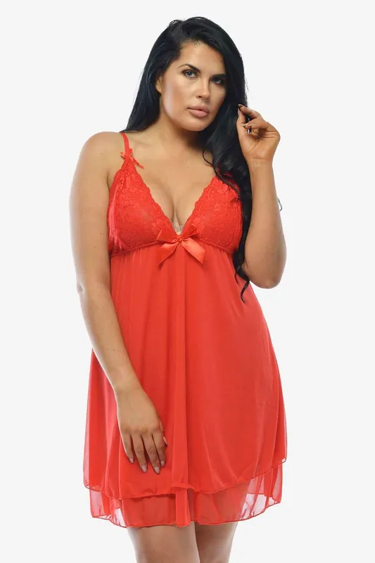 Amor Double Layer Plus Size Chemise - Perfect4U