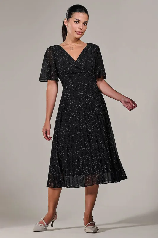 Petite Chiffon Pleated Midaxi Dress - Jolie Moi