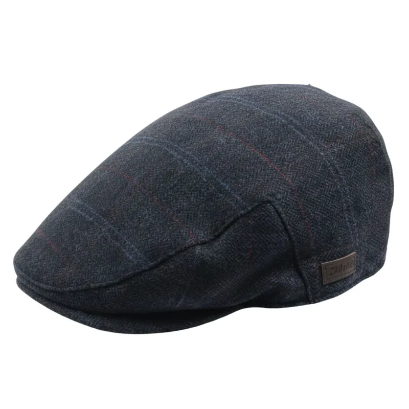 Classic Wool Blend Flat Cap Herringbone Plaid Ivy Golf Driving Hat - TruClothing