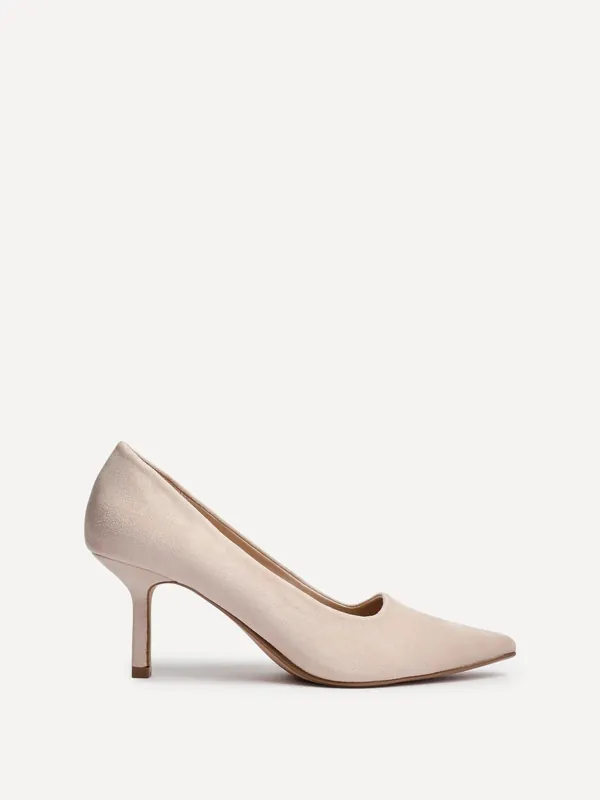 Kat Nude Faux Suede Court Heels - Linzi