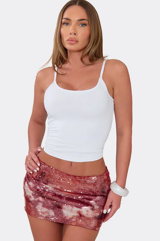 Sequin Textured Low Rise Mini Skirt - EGO