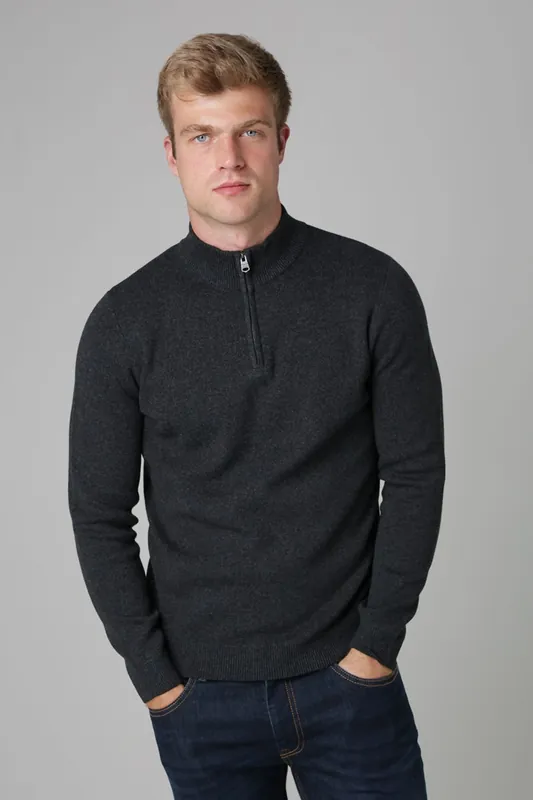 Cotton Blend Half Milano Zip Neck Jumper - Tokyo Laundry