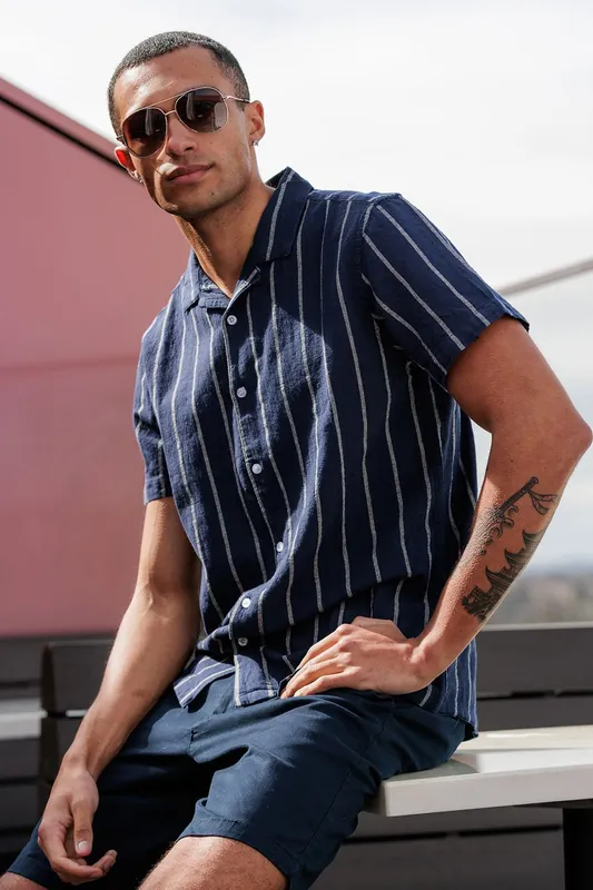 Striped Revere Collar Shirt - Brave Soul