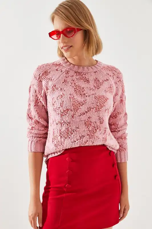 Abstract Knitwear Sweater with Ribbed Details - Bianco Lucci