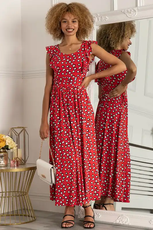 Adalena Frill Shoudler Maxi Dress - Jolie Moi