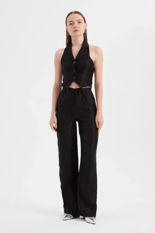 Woven Straight Leg Trousers with Belt Detail - Hiccup