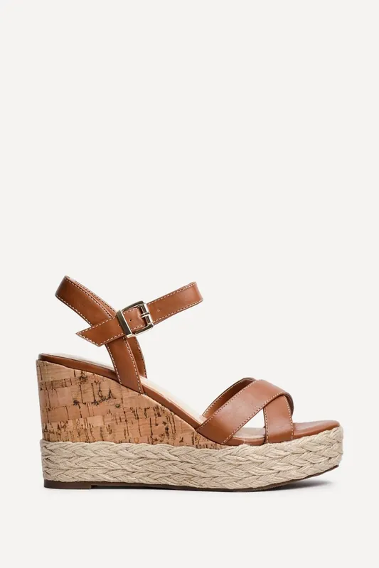 Lilia Tan Crossover Cork Wedges - Linzi