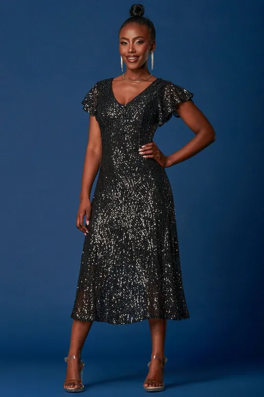 Sequin Fit & Flare Maxi Dress - Jolie Moi